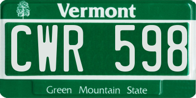 VT license plate CWR598