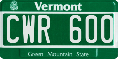 VT license plate CWR600
