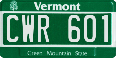 VT license plate CWR601