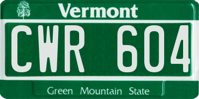 VT license plate CWR604