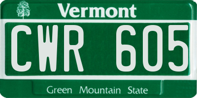 VT license plate CWR605