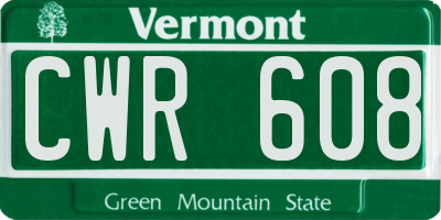 VT license plate CWR608
