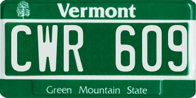 VT license plate CWR609
