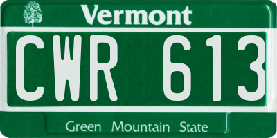 VT license plate CWR613