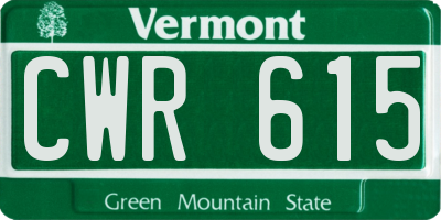 VT license plate CWR615