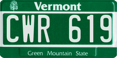 VT license plate CWR619