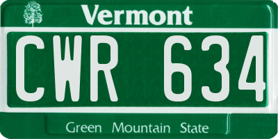 VT license plate CWR634