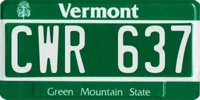VT license plate CWR637