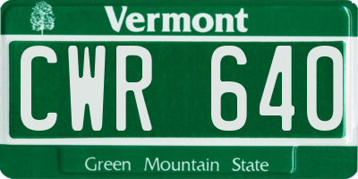 VT license plate CWR640