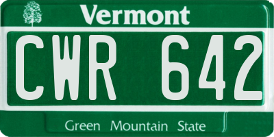 VT license plate CWR642