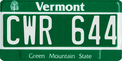 VT license plate CWR644