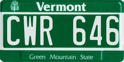 VT license plate CWR646