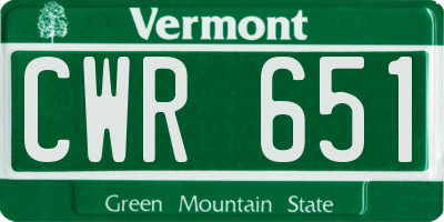 VT license plate CWR651
