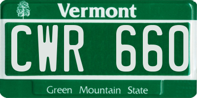 VT license plate CWR660