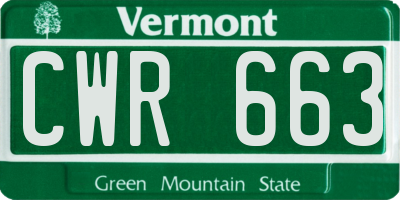 VT license plate CWR663