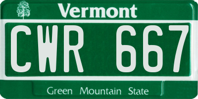 VT license plate CWR667
