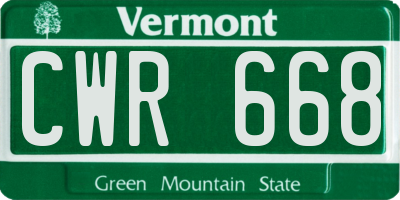 VT license plate CWR668