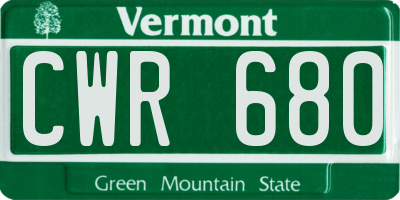 VT license plate CWR680