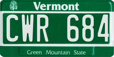 VT license plate CWR684