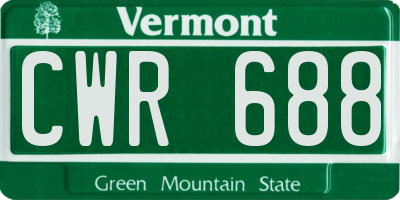 VT license plate CWR688