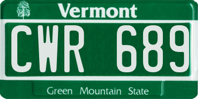 VT license plate CWR689