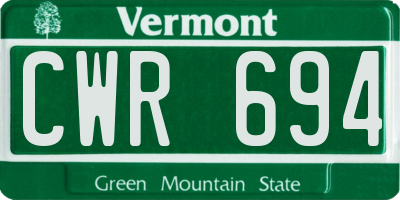VT license plate CWR694