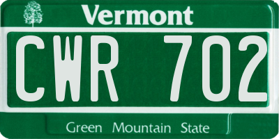 VT license plate CWR702