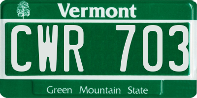 VT license plate CWR703