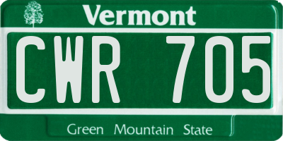 VT license plate CWR705