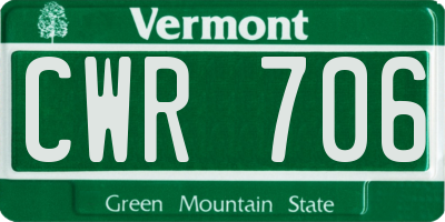 VT license plate CWR706