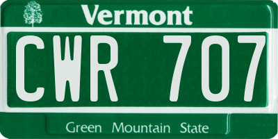 VT license plate CWR707