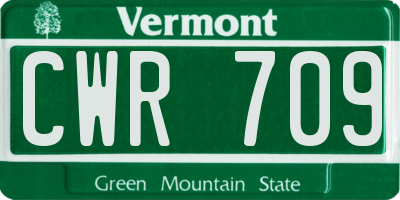 VT license plate CWR709