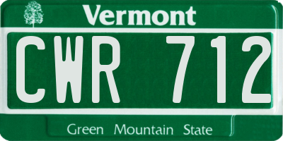 VT license plate CWR712