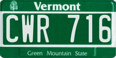 VT license plate CWR716