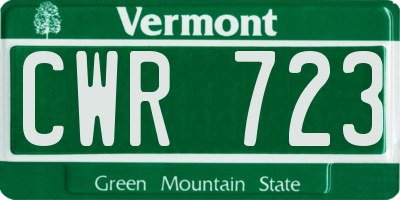 VT license plate CWR723