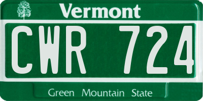 VT license plate CWR724