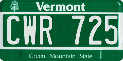 VT license plate CWR725