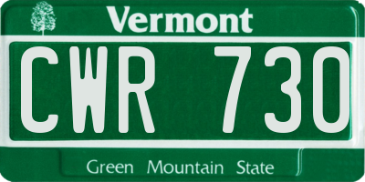 VT license plate CWR730