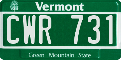 VT license plate CWR731