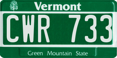 VT license plate CWR733