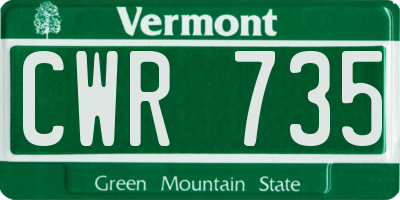 VT license plate CWR735