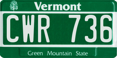 VT license plate CWR736
