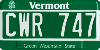 VT license plate CWR747