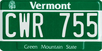 VT license plate CWR755