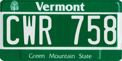 VT license plate CWR758