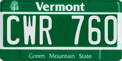 VT license plate CWR760