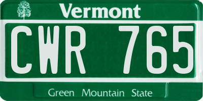 VT license plate CWR765