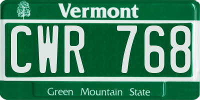 VT license plate CWR768