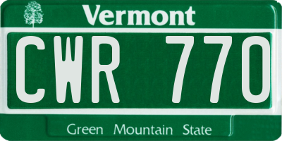 VT license plate CWR770