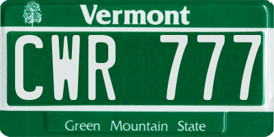 VT license plate CWR777